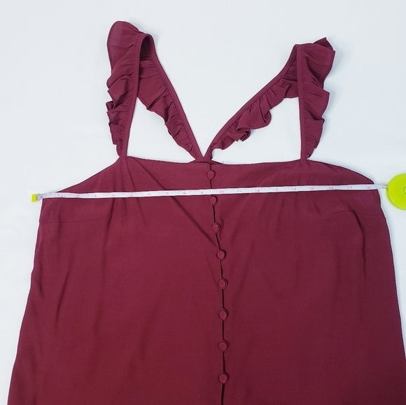 NWT Madewell Ruffle Strap Cami Tank Top Burgundy - Picture 4 of 7